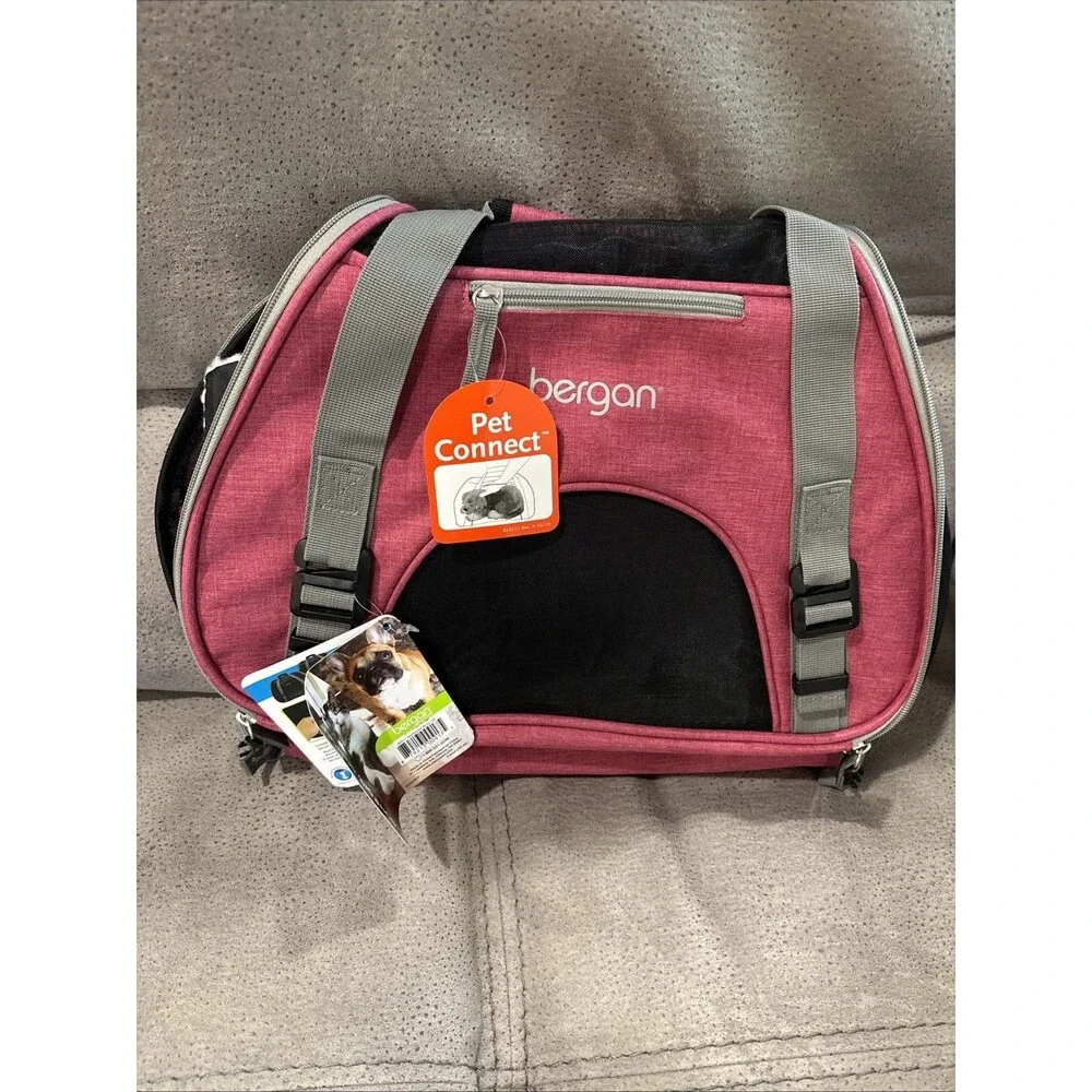 Bergan Small (up To 10 Lbs) Pet Connect Carrier Berry, In Flight Use, Fleece Pad
